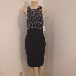 Cachet Black Embellished Halter Midi Dress